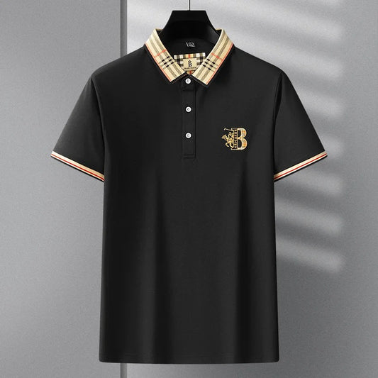 Classic Polo with Designer Check Collar T-Shirt