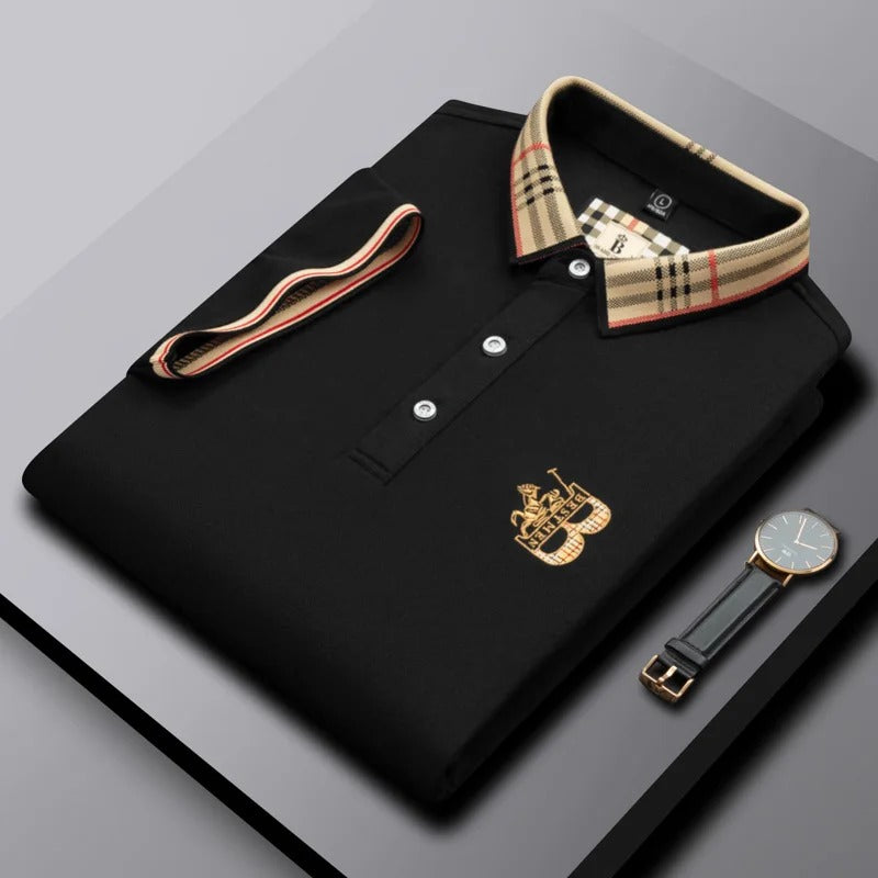 Classic Polo with Designer Check Collar T-Shirt