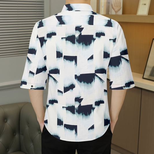 Men's Abstract Brushstroke Printed Casual Shirt