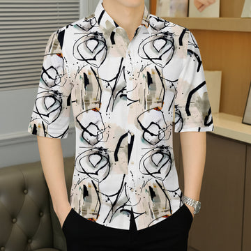 Men's Abstract Expressionist Print Shirt