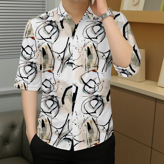 Men's Abstract Expressionist Print Shirt