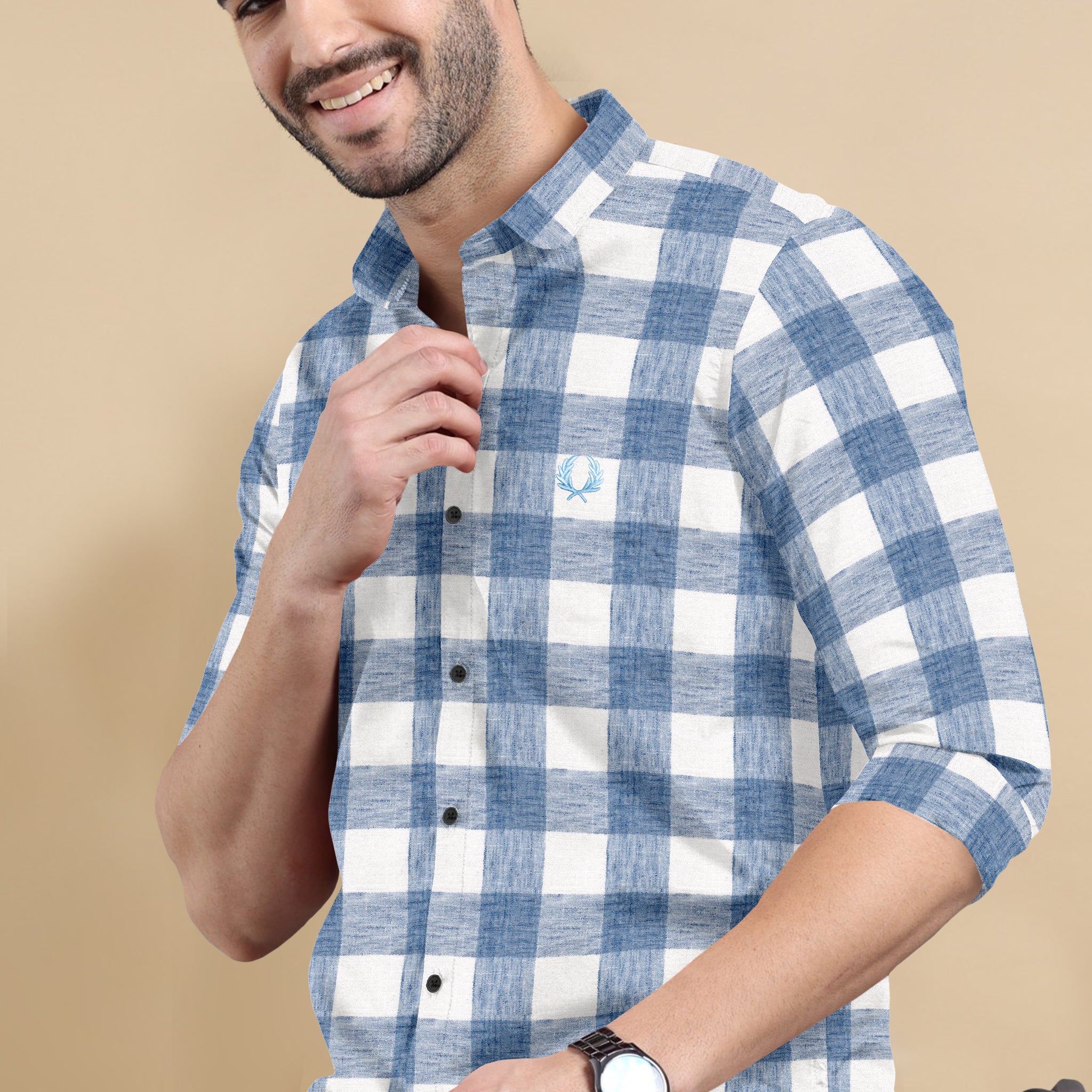 Metro Gingham Elite Cotton-Linen Shirt