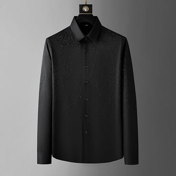 Men's Black Luxury Shirt with Subtle Beaded Sparkle Pattern (BUY 1 GET 1 FREE)