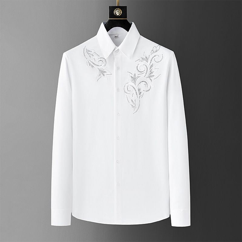 Men's Elegant  Shirt with Intricate Embroidered Floral Design(BUY 1 GET 1 FREE)