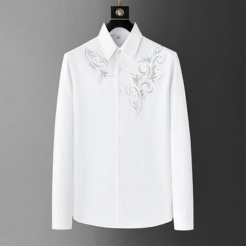 Men's Elegant  Shirt with Intricate Embroidered Floral Design(BUY 1 GET 1 FREE)