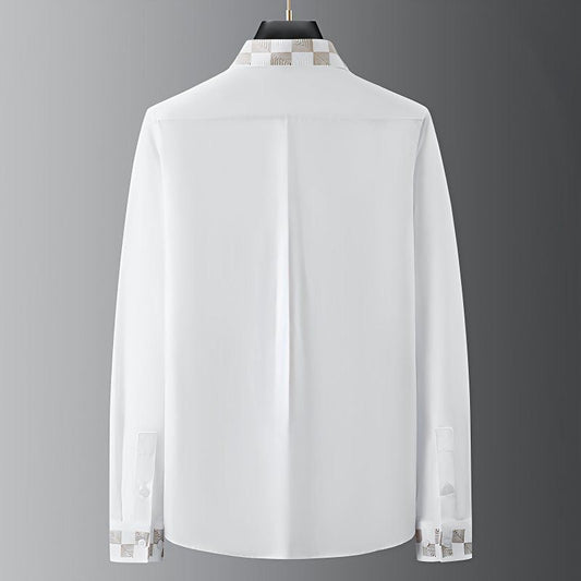 Geometric Checkered Collar & Cuff Detailing Shirt (BUY 1 GET 1 FREE)