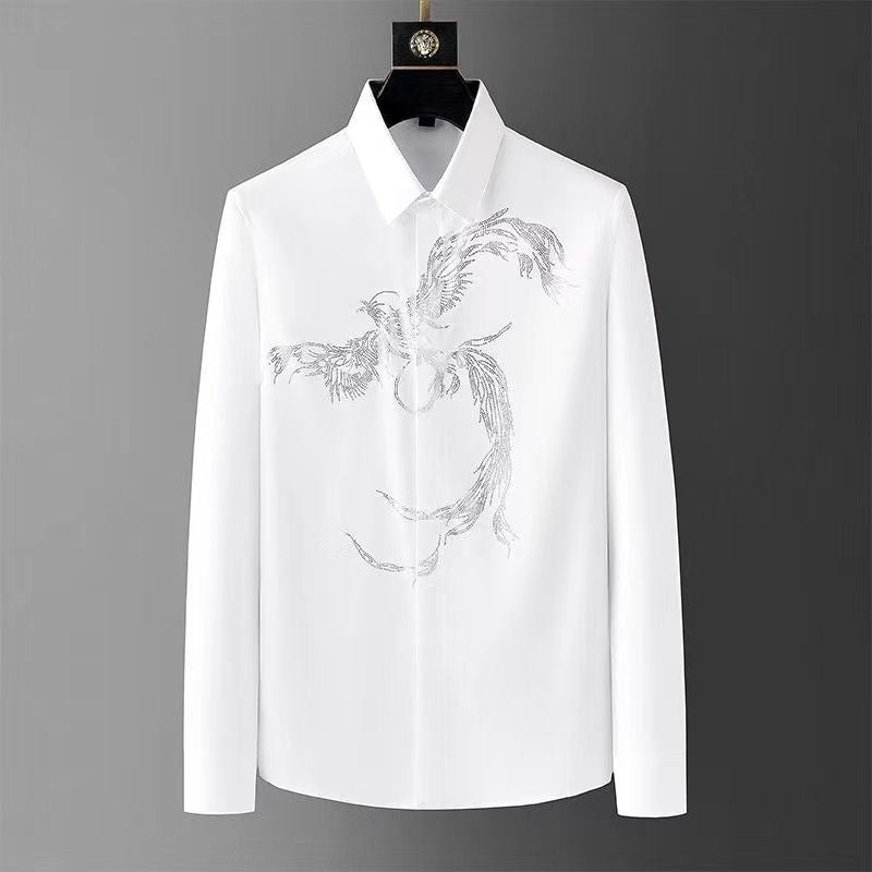 Men’s Elegant Shirt with Silver Phoenix Embroidery (BUY 1 GET 1 FREE)