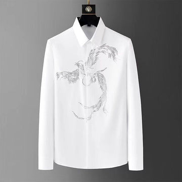 Men’s Elegant Shirt with Silver Phoenix Embroidery (BUY 1 GET 1 FREE)