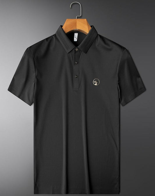 Men’s Luxury Polo T-Shirt  With Embroidered Logo & Textured Collar